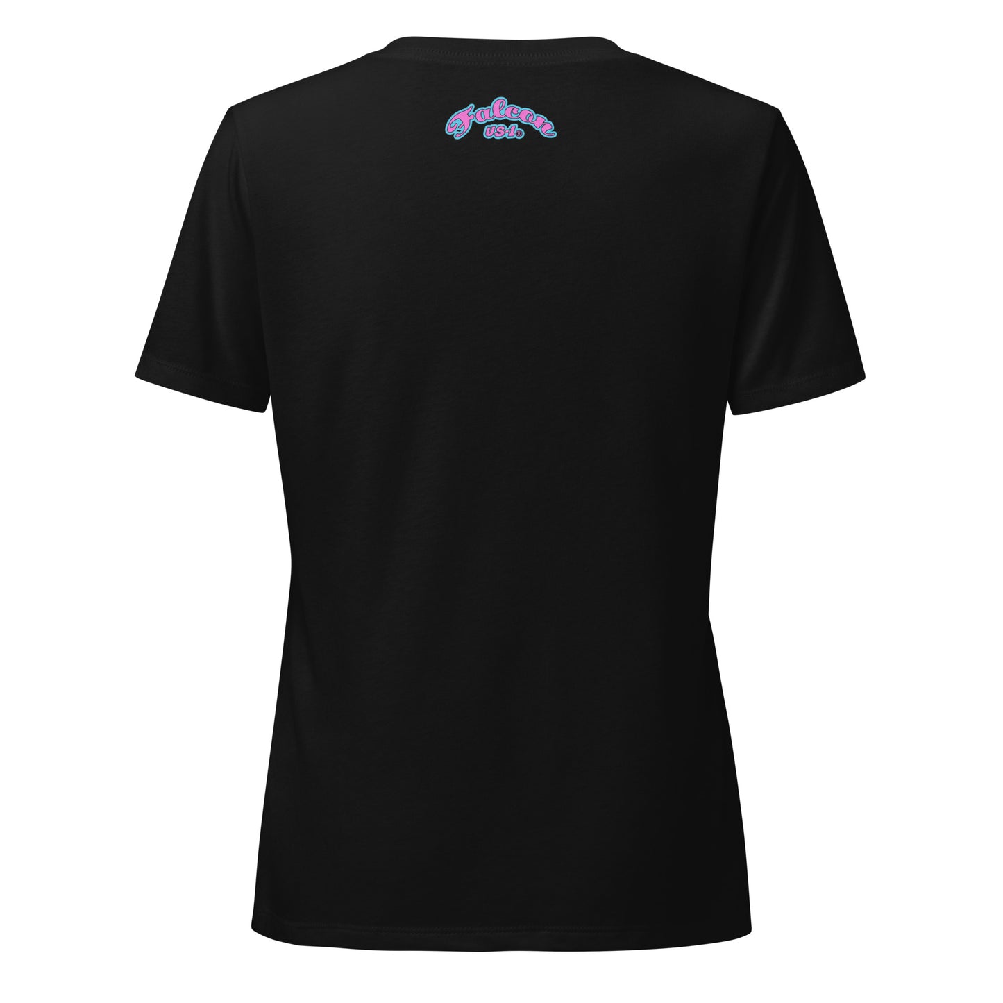 Women’s relaxed v-neck t-shirt- Retro Pink Falcon US-1 Logo
