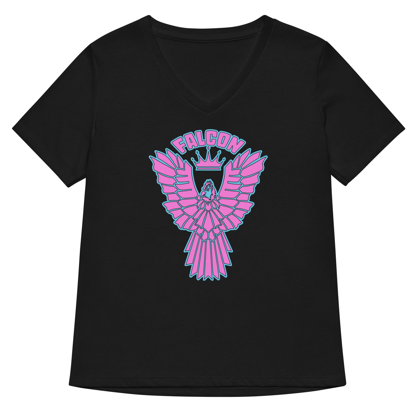 Women’s relaxed v-neck t-shirt- Retro Pink Falcon US-1 Logo