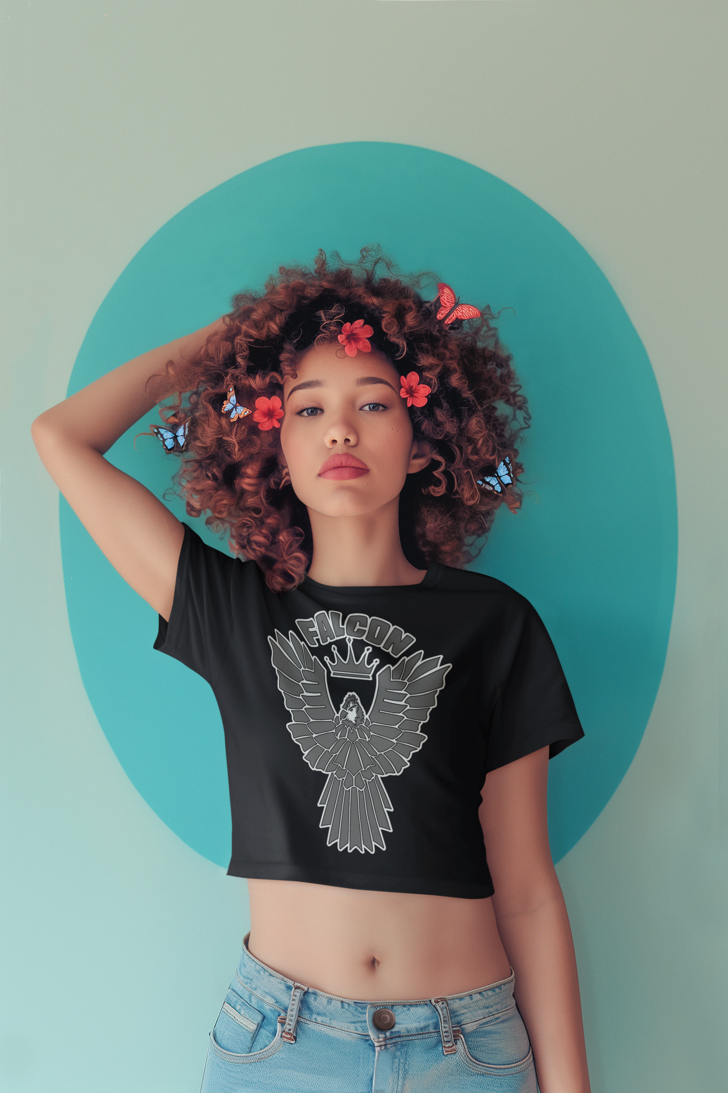 Women’s Crop Tee - Falcon Gray Logo