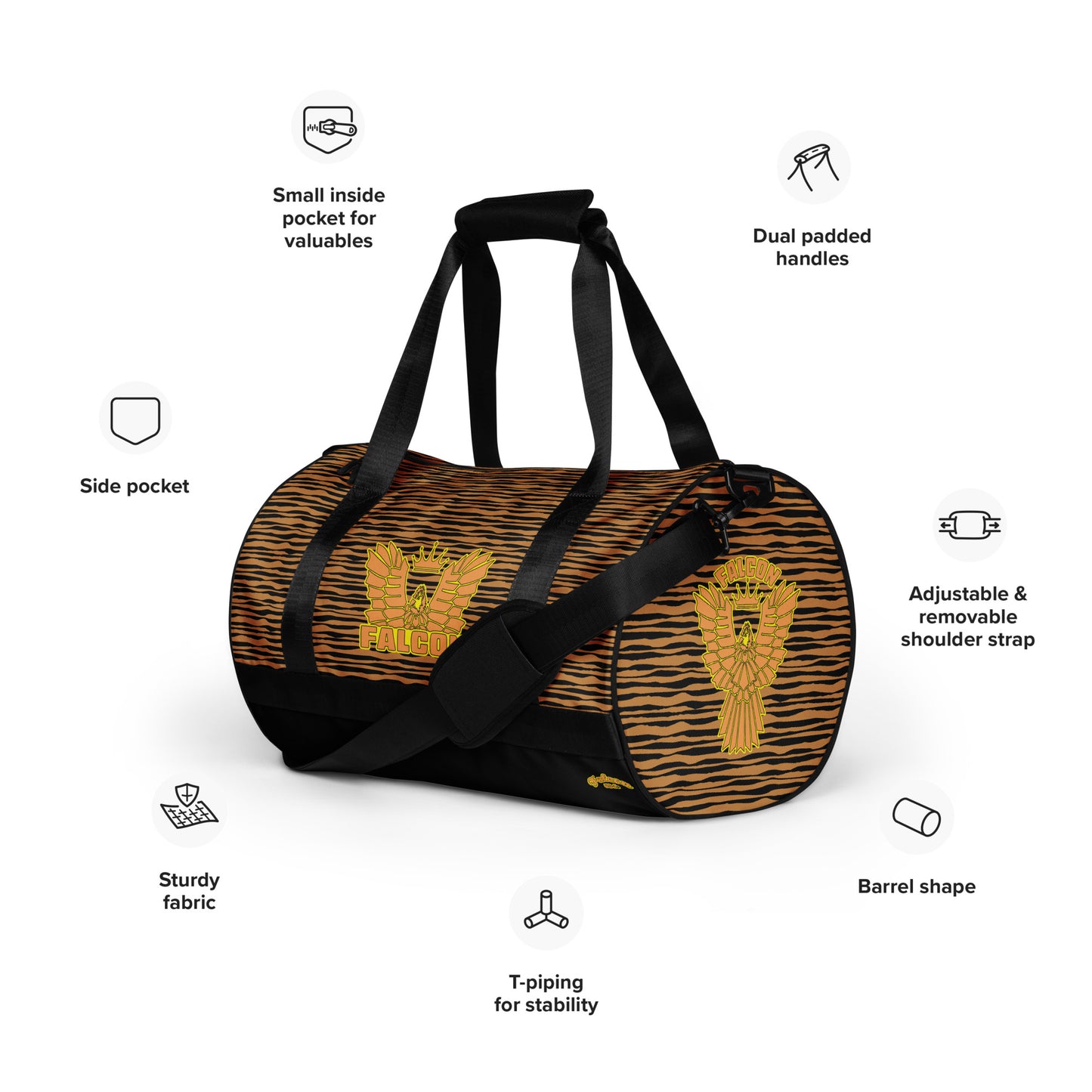 gym bag- White\Gold Falcon Logo-Black\Gold bag