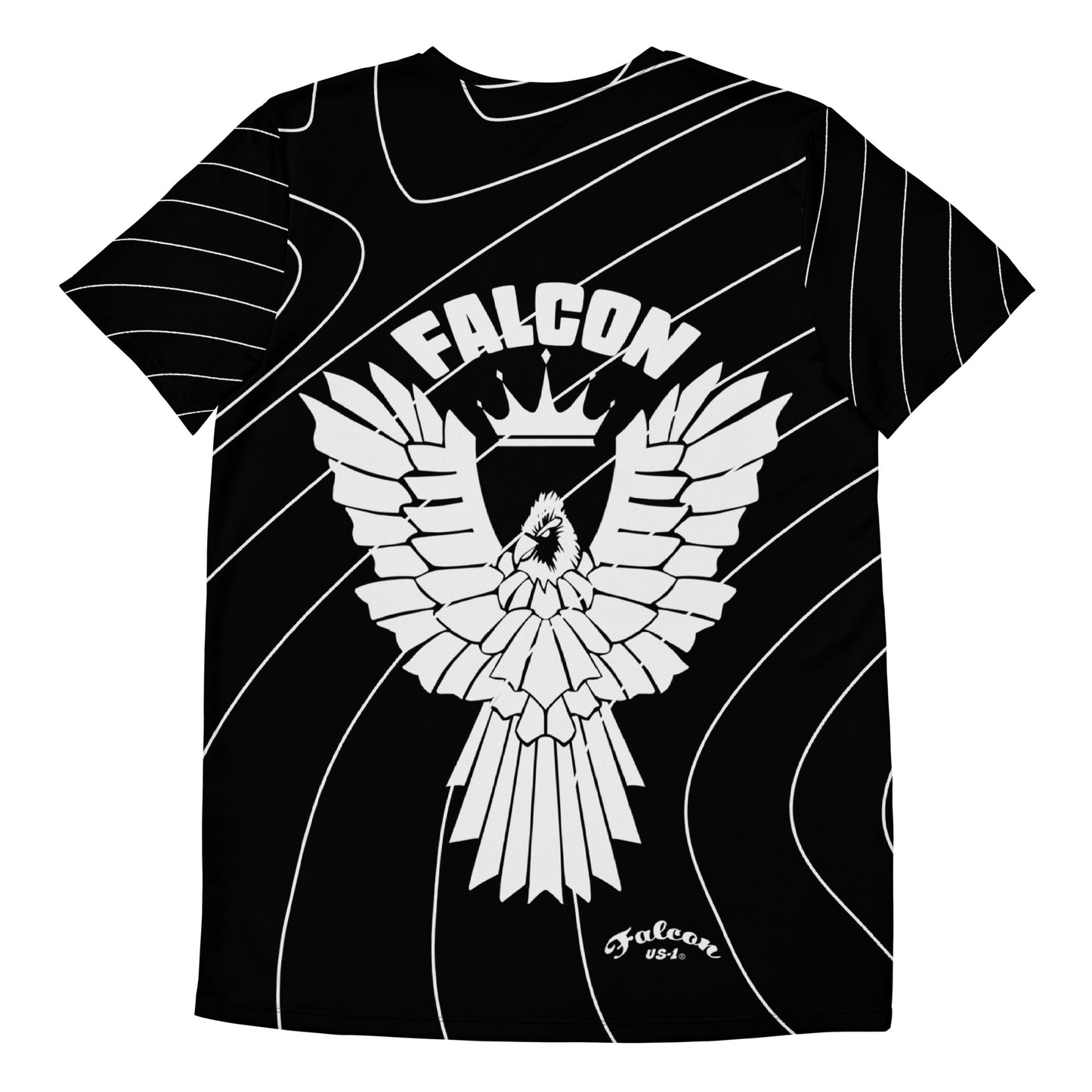Men's Athletic T-shirt - FALCON US-1 White Logo - Black/White