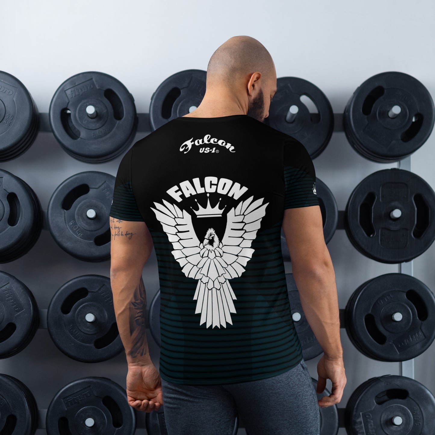 Men's Athletic T-shirt - FALCON US-1 White Logo - Black