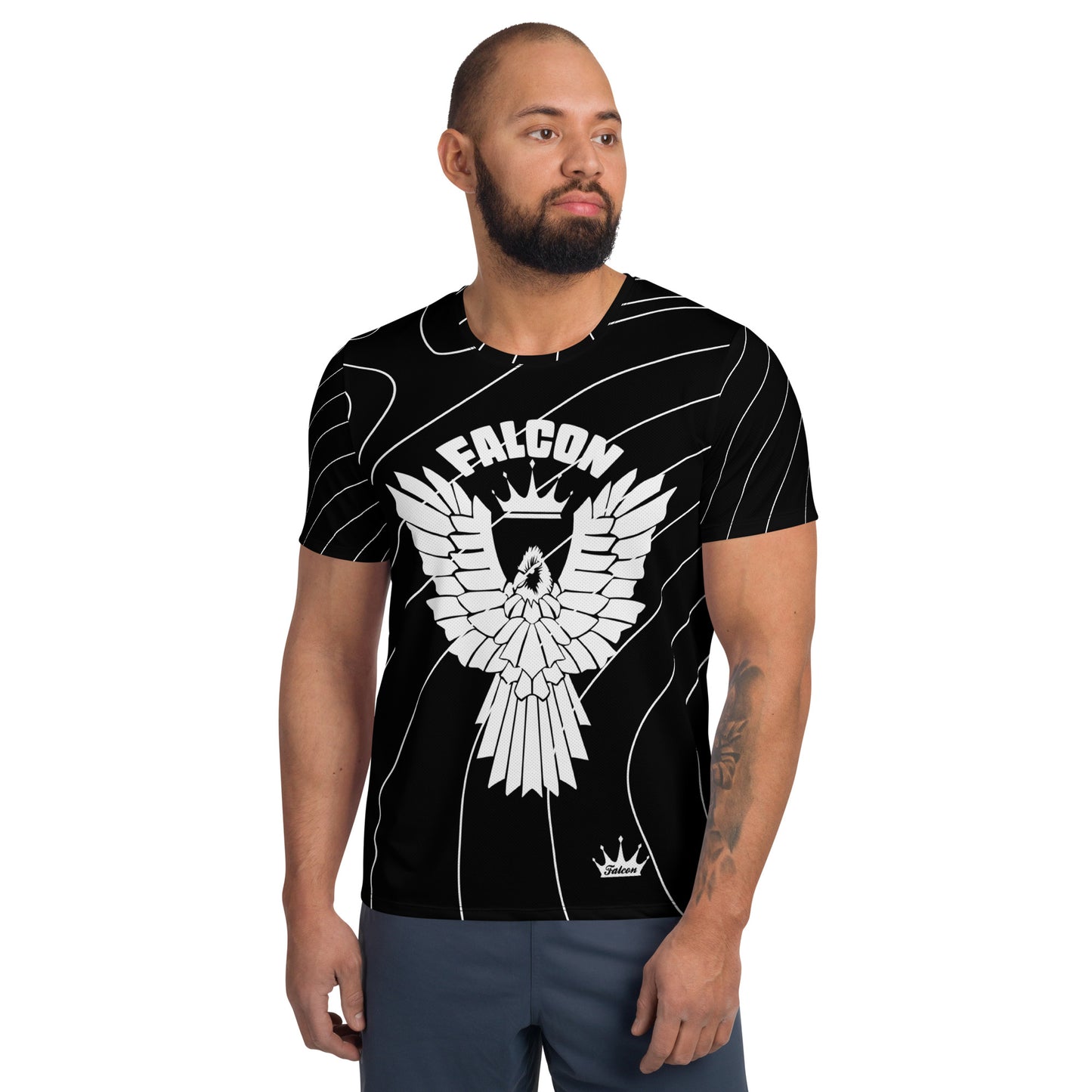 Men's Athletic T-shirt - FALCON US-1 White Logo - Black/White