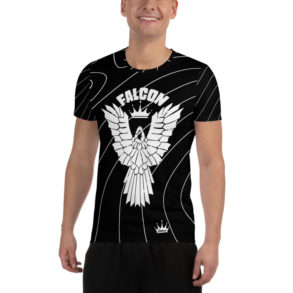 Men's Athletic T-shirt - FALCON US-1 White Logo - Black/White