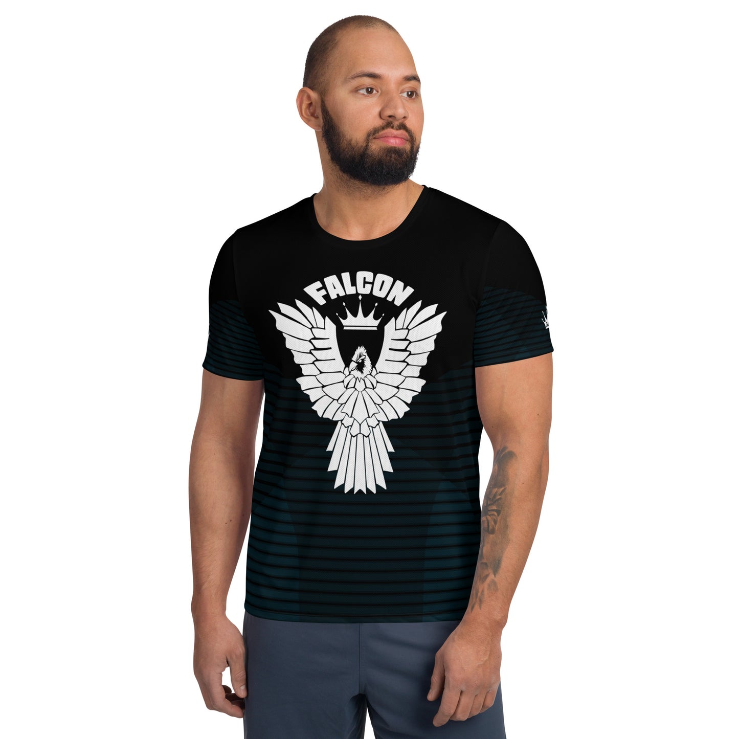 Men's Athletic T-shirt - FALCON US-1 White Logo - Black