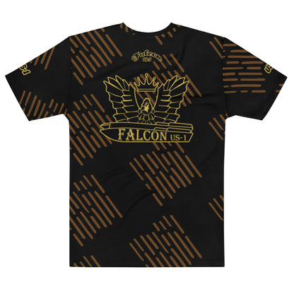 Men's t-shirt - Black\Gold Falcon Logo (Premium knit mid-weight jersey, runs Long)