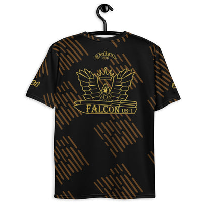 Men's t-shirt - Black\Gold Falcon Logo (Premium knit mid-weight jersey, runs Long)