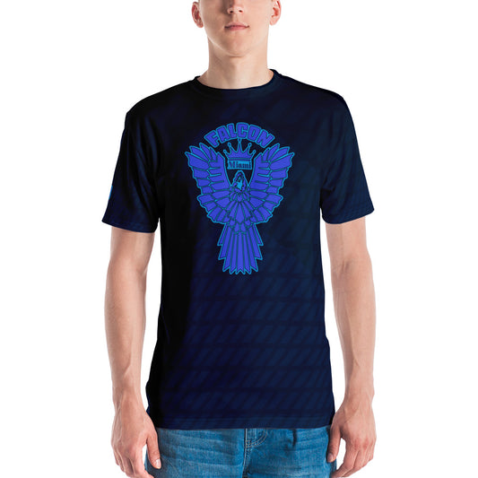 Men's t-shirt - Blue Falcon Logo (Premium knit mid-weight jersey, runs Long)