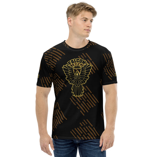 Men's t-shirt - Black\Gold Falcon Logo (Premium knit mid-weight jersey, runs Long)
