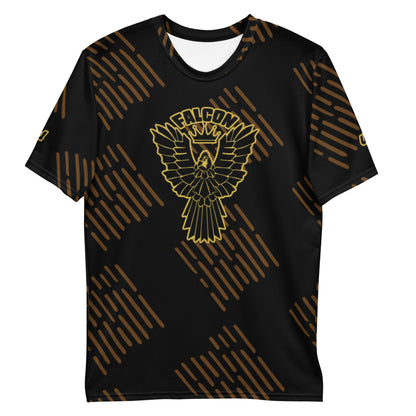 Men's t-shirt - Black\Gold Falcon Logo (Premium knit mid-weight jersey, runs Long)
