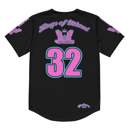 Recycled baseball jersey- Retro\Pink Falcon Logo on Black