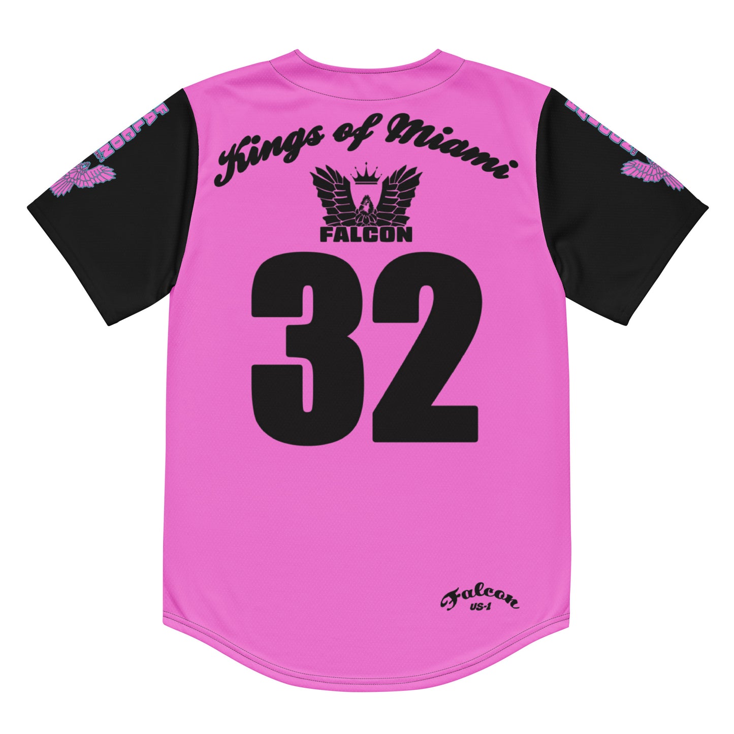 - Recycled baseball jersey Black\Pink Falcon Logo- Kings of Miami