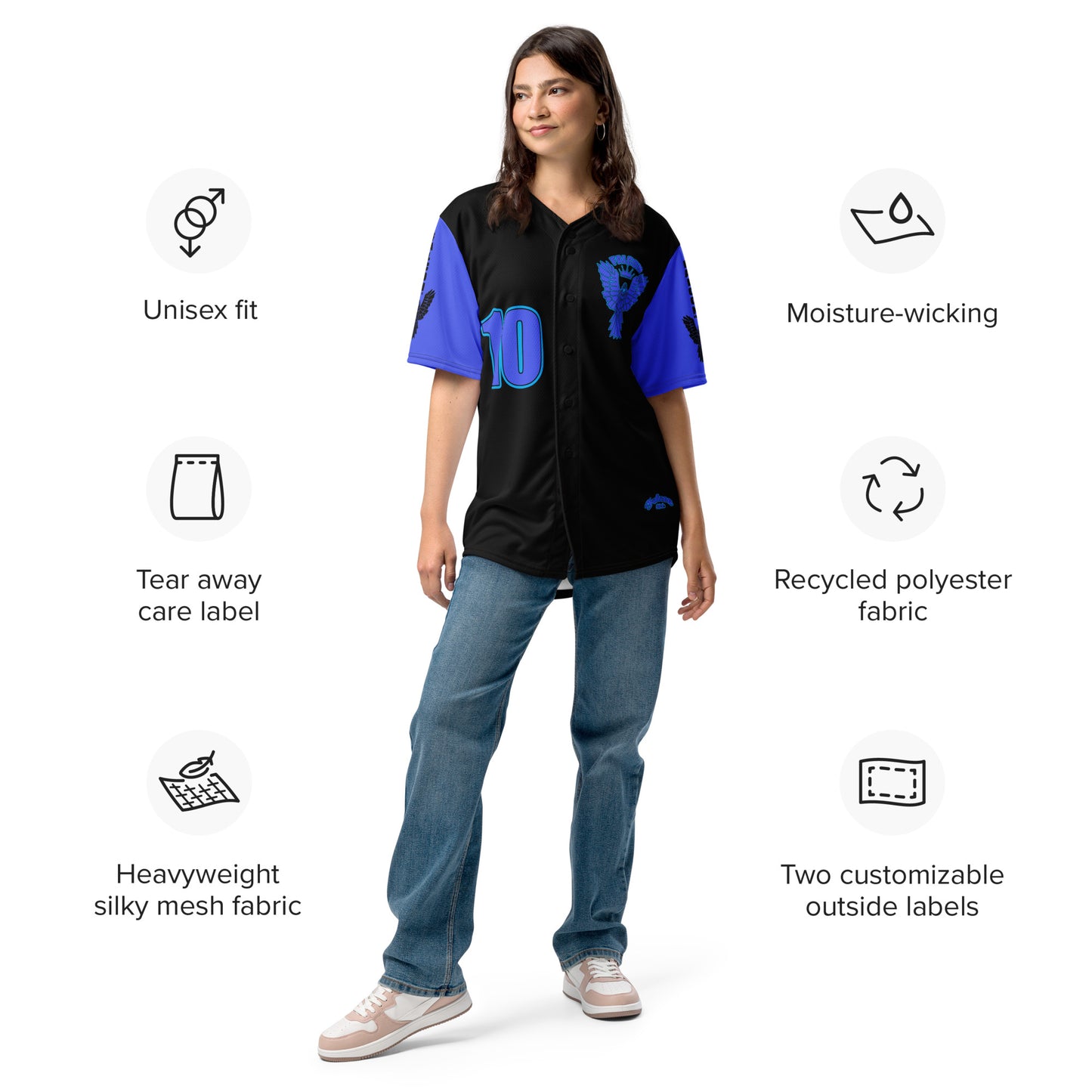 Recycled baseball jersey- Blue\Teal Falcon US-1 Logo