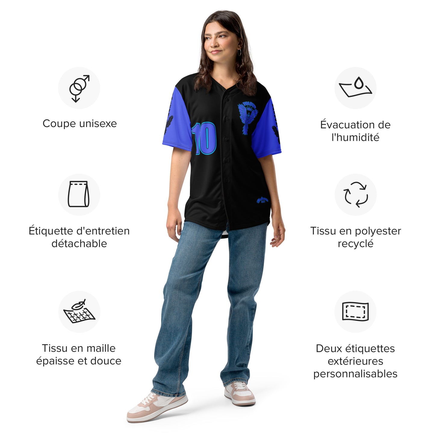 Recycled baseball jersey- Blue\Teal Falcon US-1 Logo