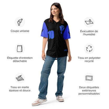 Recycled baseball jersey- Blue\Teal Falcon US-1 Logo