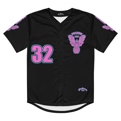 Recycled baseball jersey- Retro\Pink Falcon Logo on Black