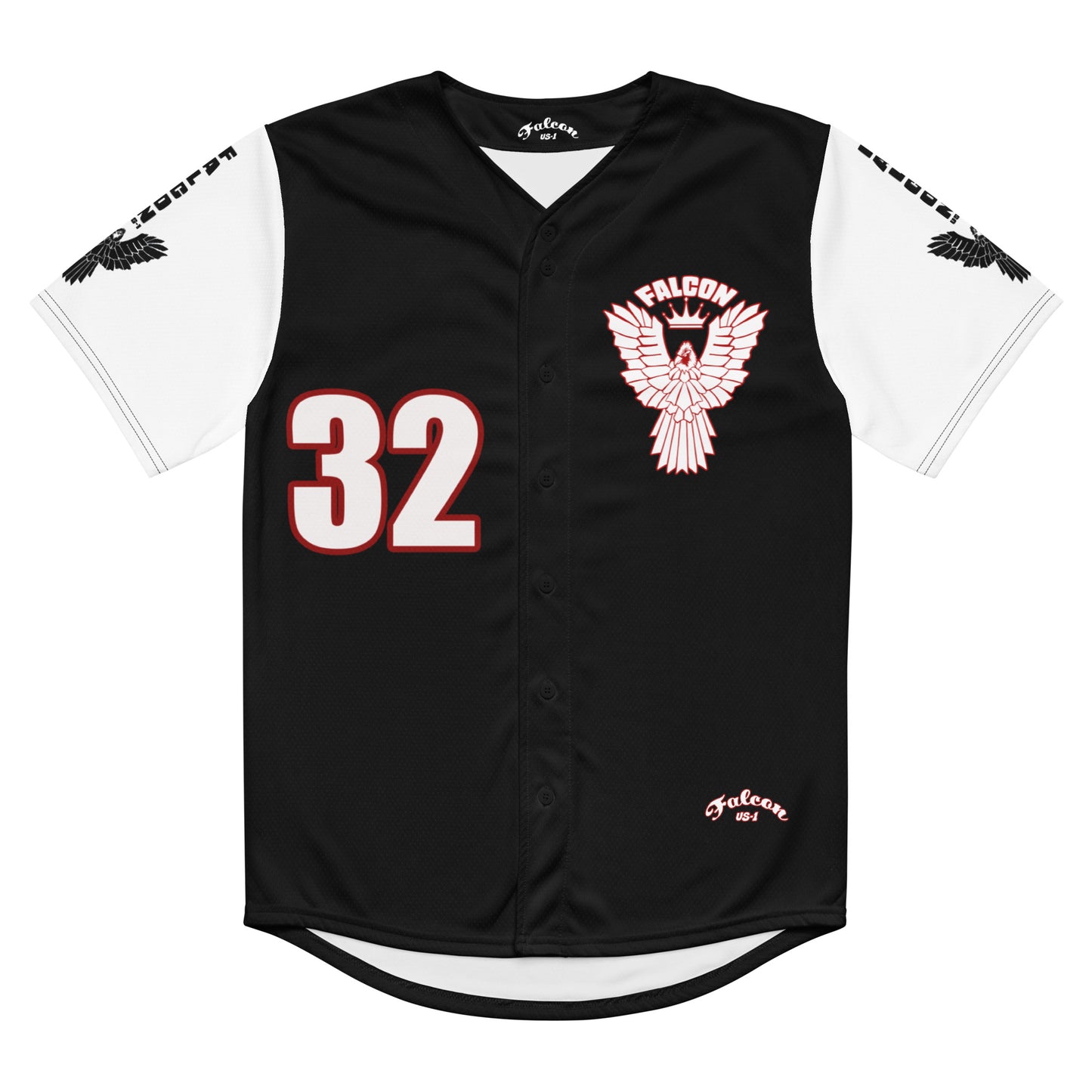 Recycled baseball jersey- White\Red Falcon US-1 Logo- Kings of Miami on Back