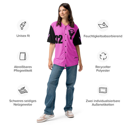 - Recycled baseball jersey Black\Pink Falcon Logo- Kings of Miami