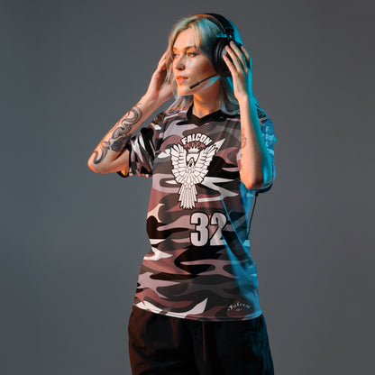 Recycled unisex sports jersey-White Falcon Logo