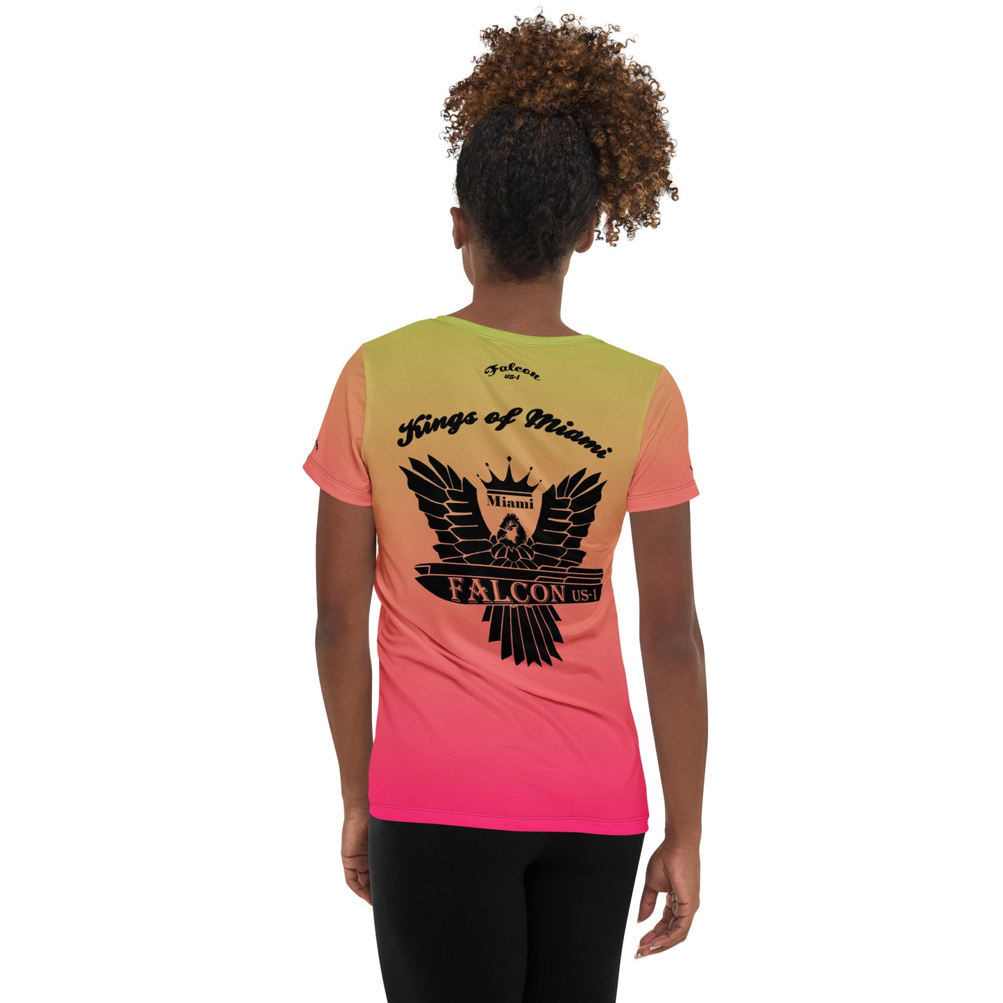 Women's Athletic T-shirt  Black Falcon Logo- Kings of Miami Edition