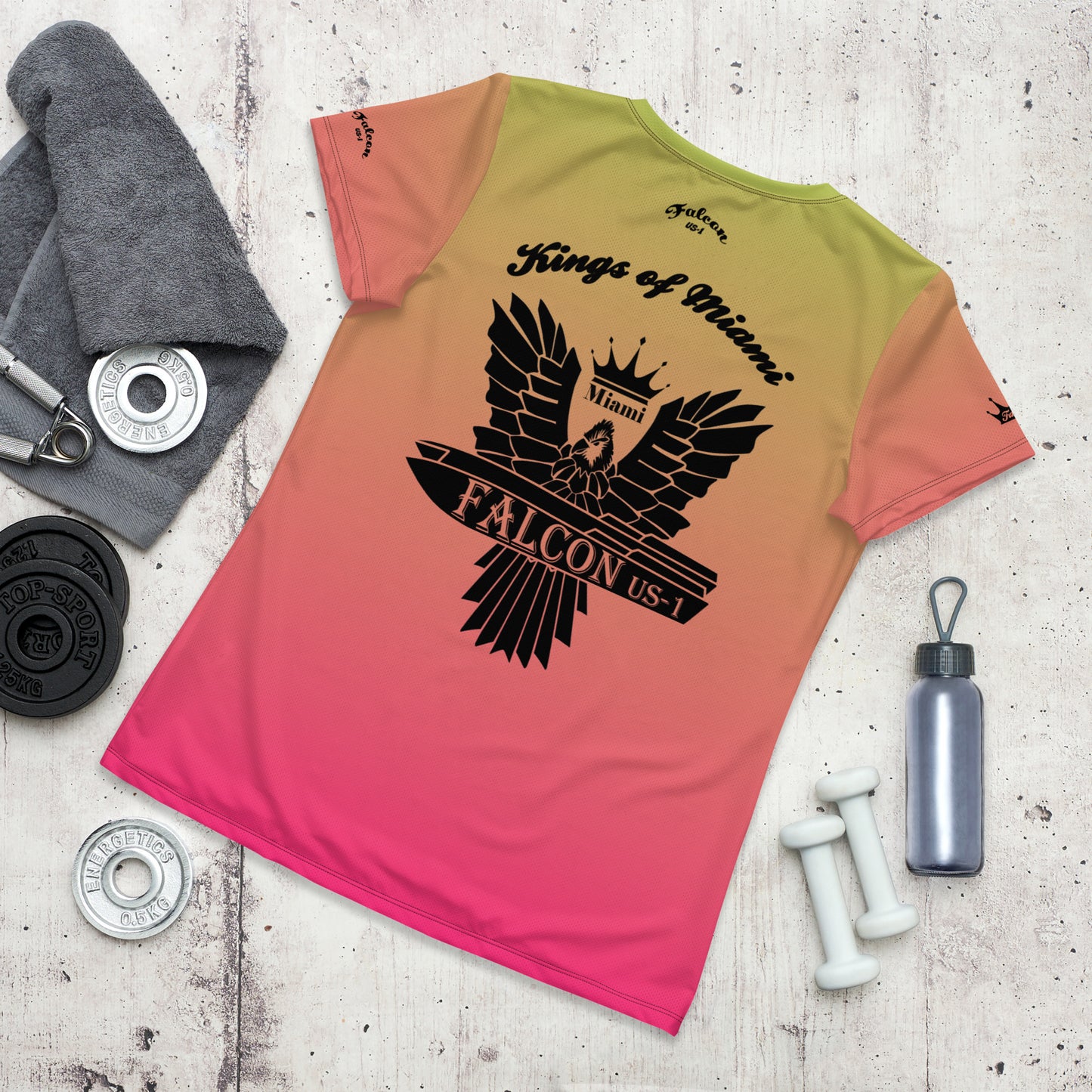 Women's Athletic T-shirt  Black Falcon Logo- Kings of Miami Edition