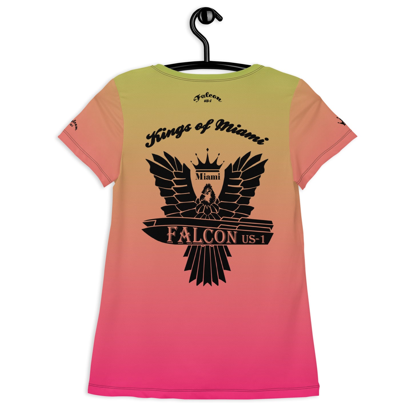 Women's Athletic T-shirt  Black Falcon Logo- Kings of Miami Edition