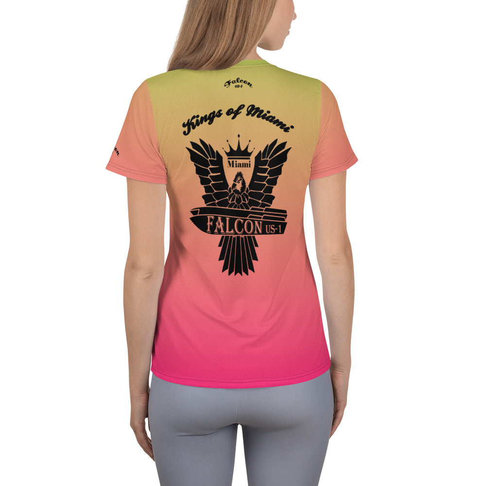 Women's Athletic T-shirt  Black Falcon Logo- Kings of Miami Edition