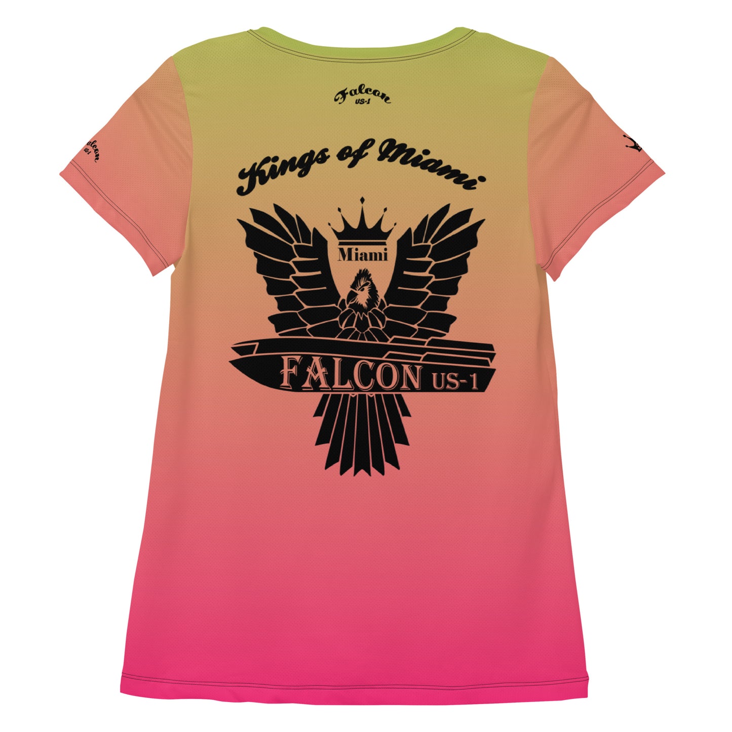 Women's Athletic T-shirt  Black Falcon Logo- Kings of Miami Edition