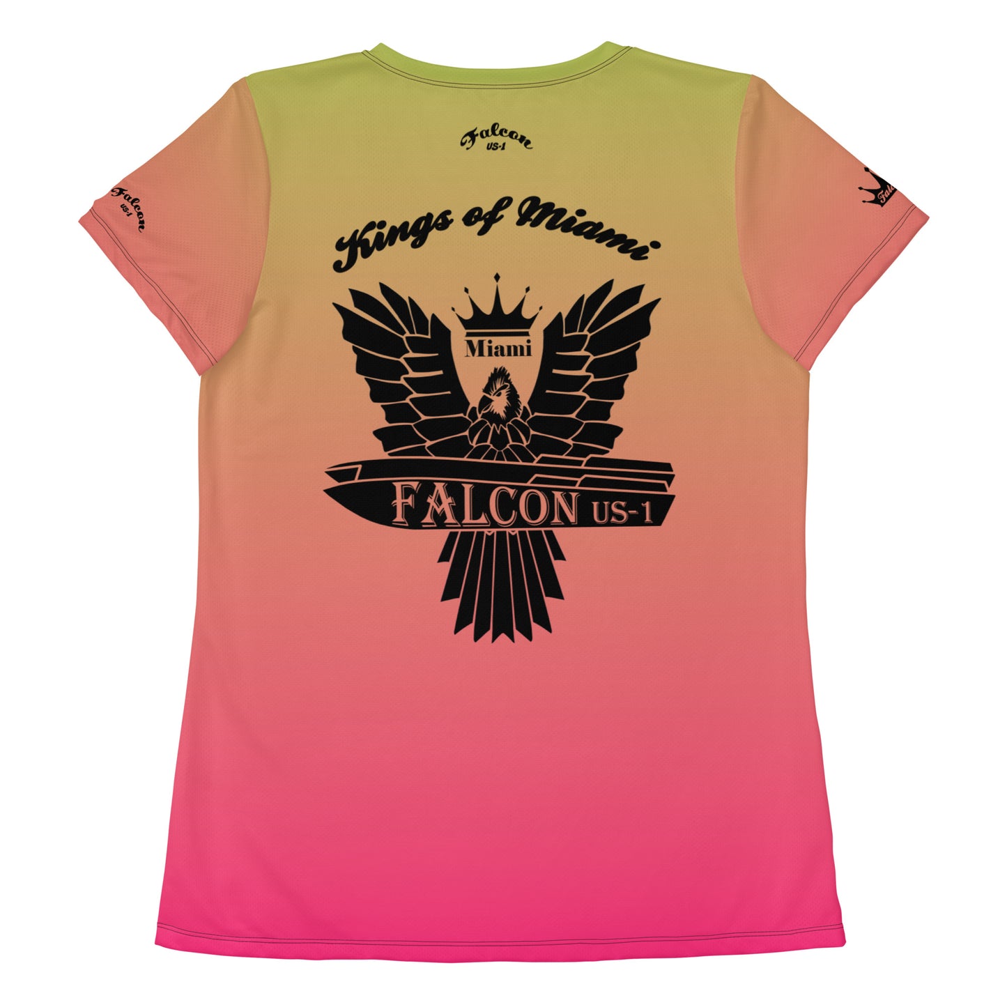 Women's Athletic T-shirt  Black Falcon Logo- Kings of Miami Edition
