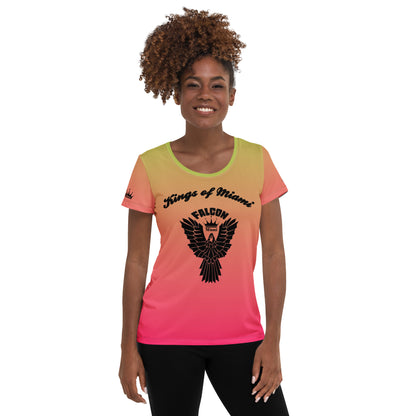 Women's Athletic T-shirt  Black Falcon Logo- Kings of Miami Edition