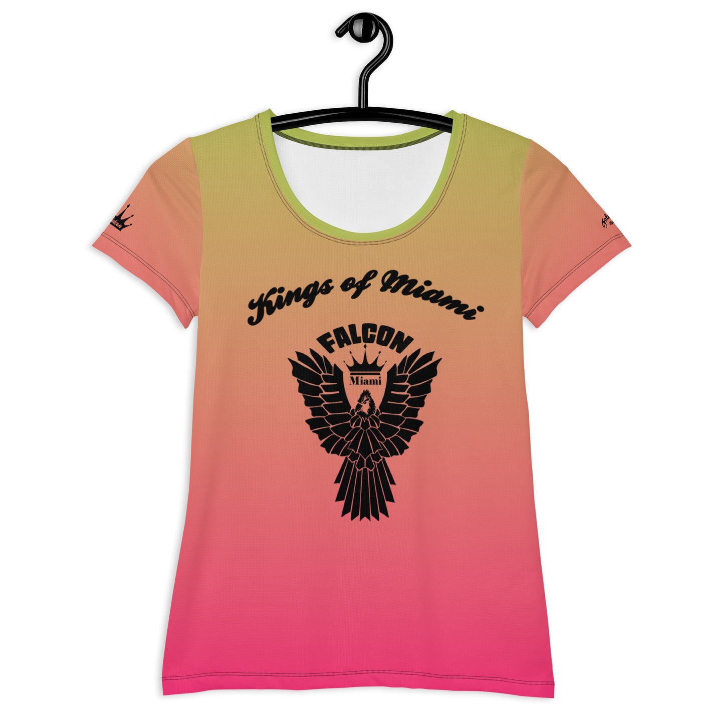 Women's Athletic T-shirt  Black Falcon Logo- Kings of Miami Edition