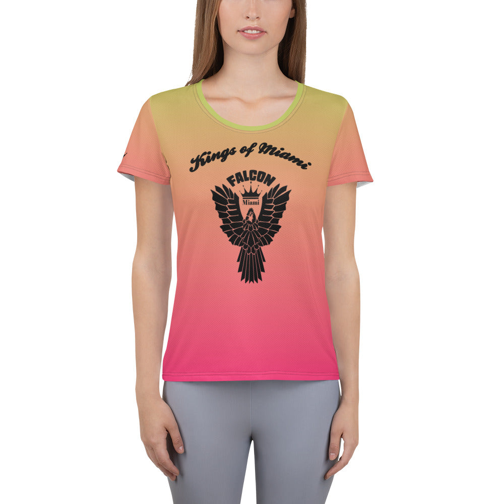 Women's Athletic T-shirt  Black Falcon Logo- Kings of Miami Edition