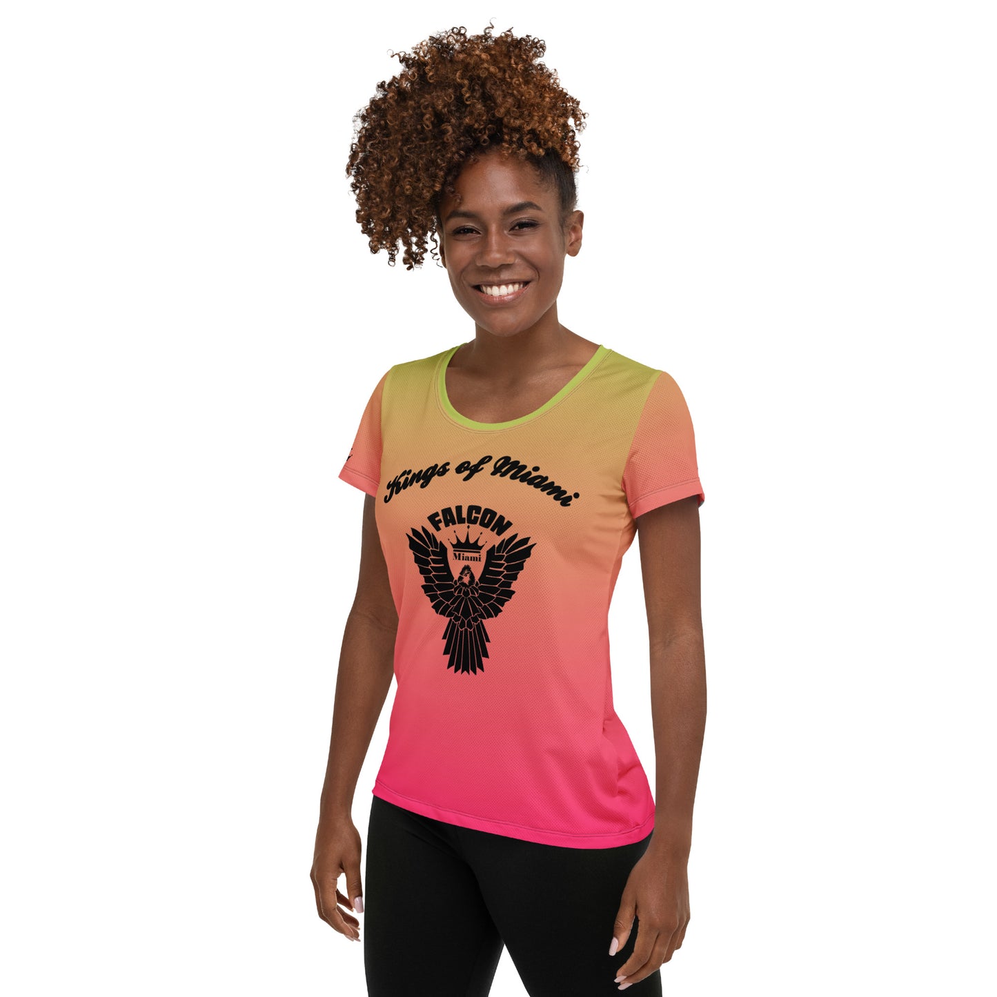 Women's Athletic T-shirt  Black Falcon Logo- Kings of Miami Edition