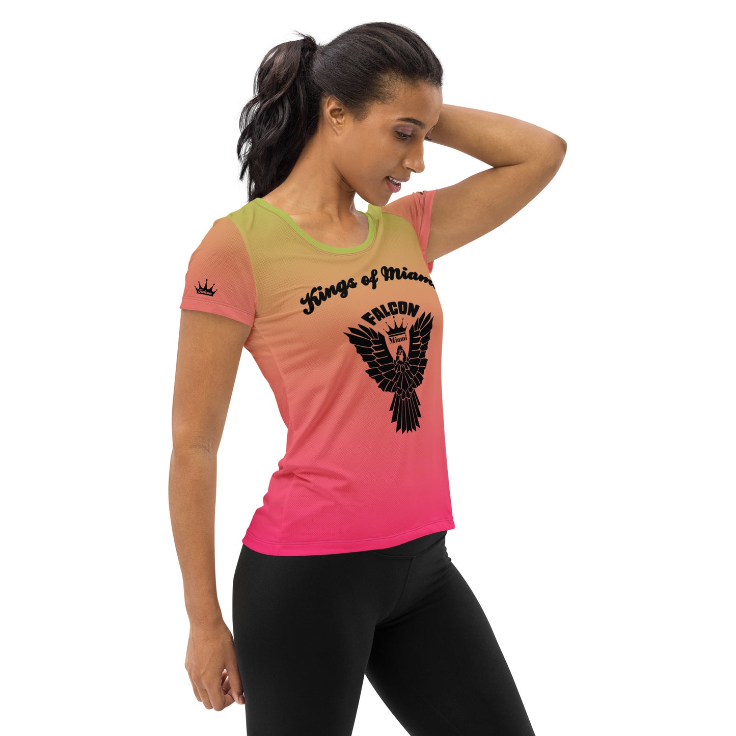 Women's Athletic T-shirt  Black Falcon Logo- Kings of Miami Edition