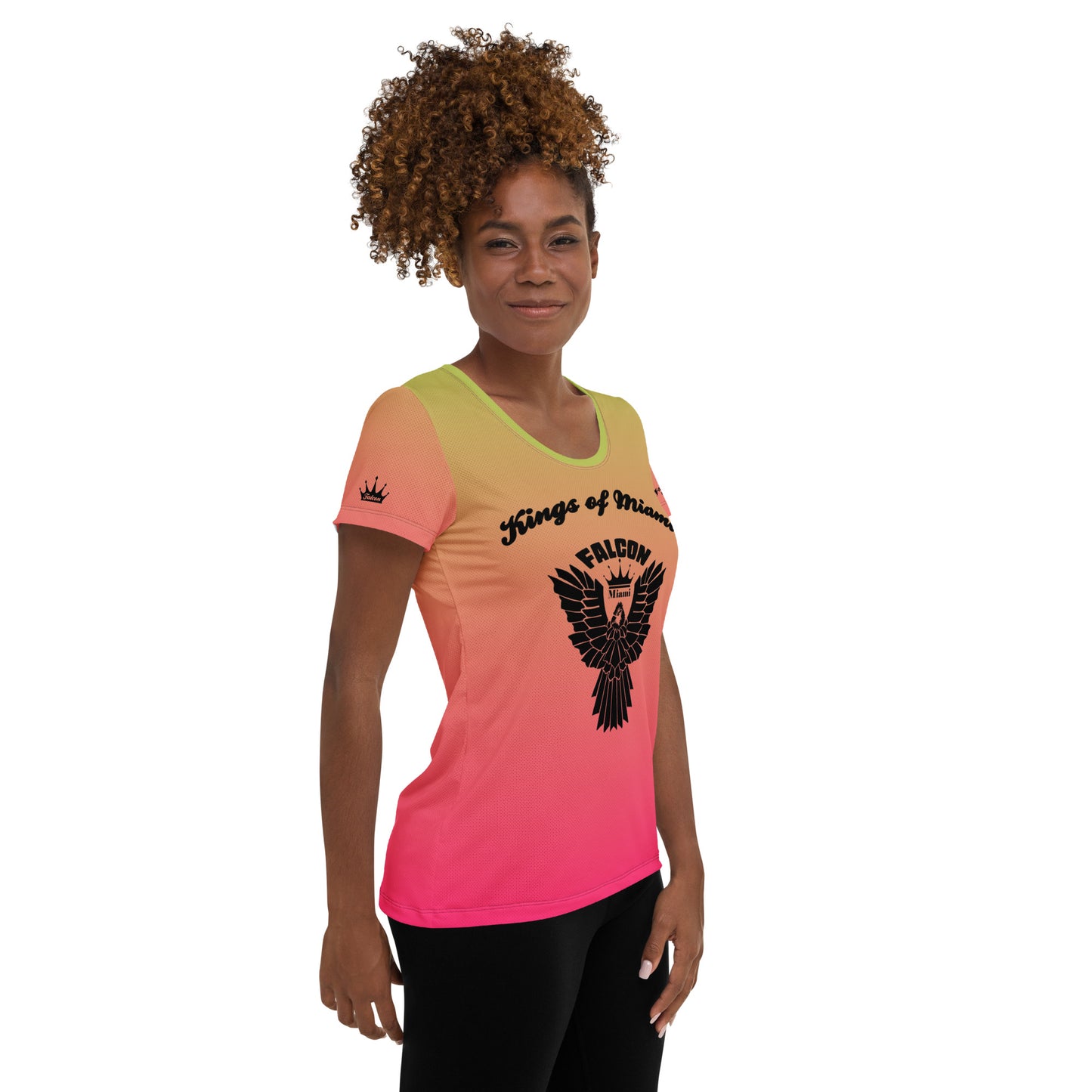 Women's Athletic T-shirt  Black Falcon Logo- Kings of Miami Edition