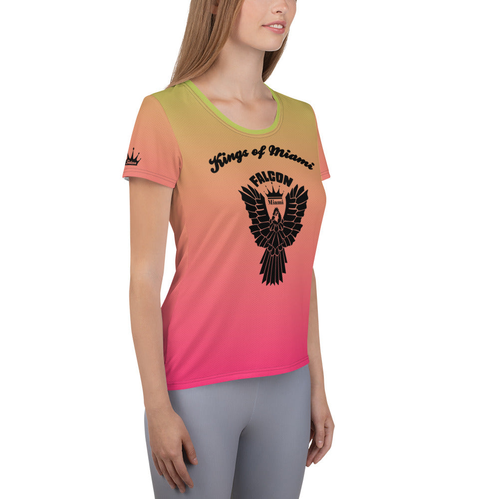 Women's Athletic T-shirt  Black Falcon Logo- Kings of Miami Edition