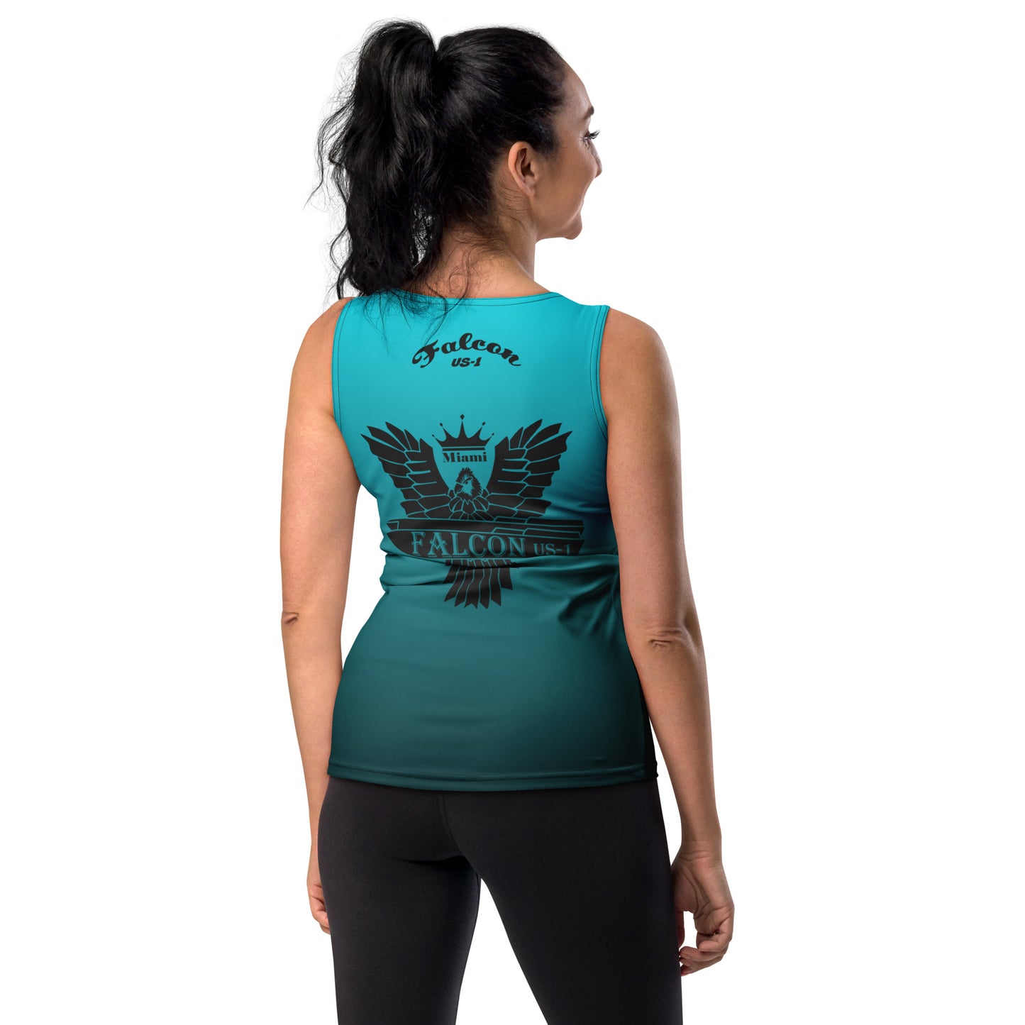 Women's Fitted Tank Top- Black Falcon Logo