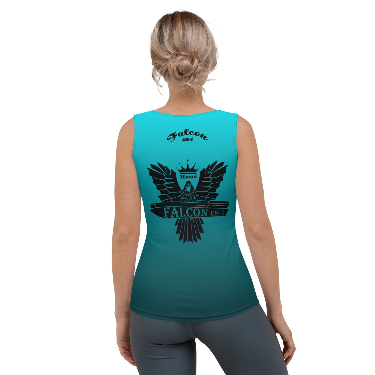 Women's Fitted Tank Top- Black Falcon Logo