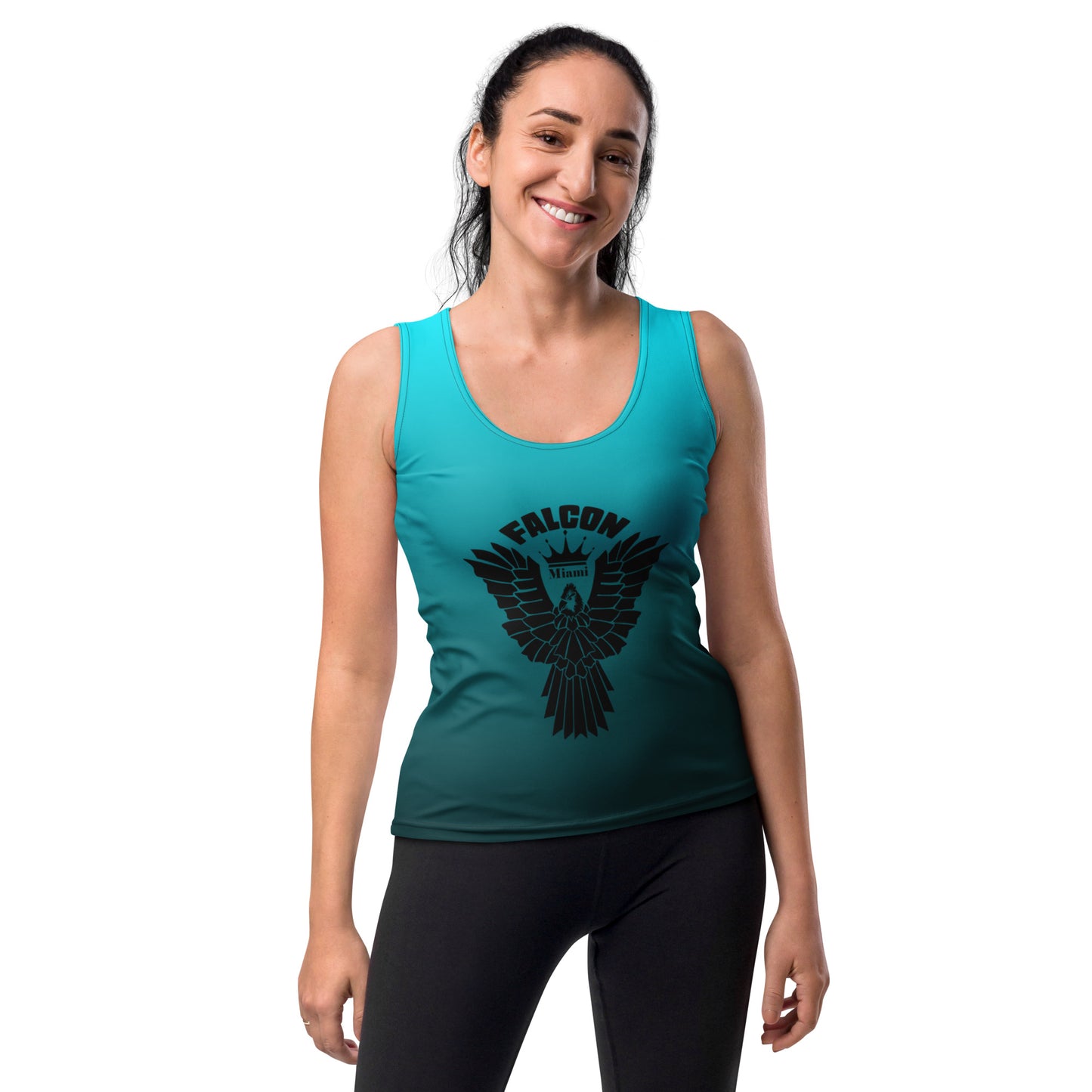 Women's Fitted Tank Top- Black Falcon Logo