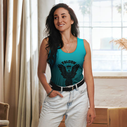 Women's Fitted Tank Top- Black Falcon Logo
