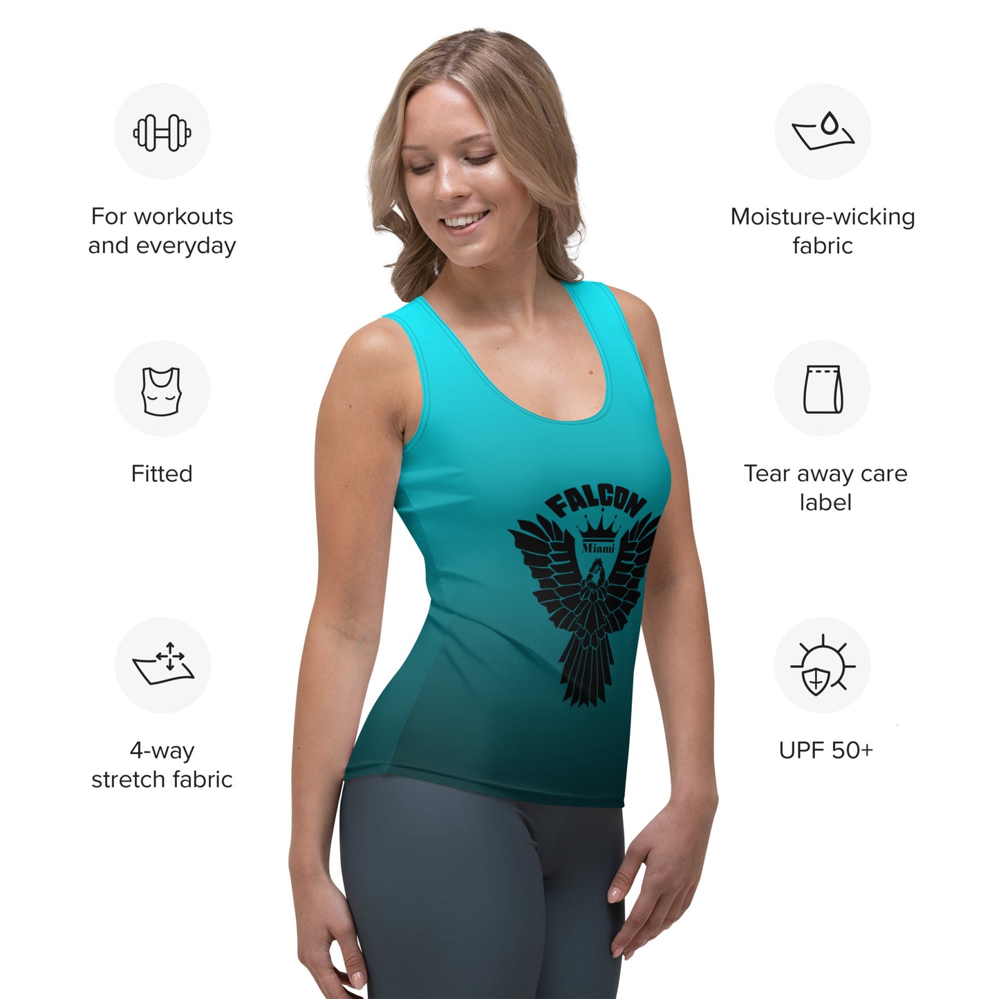 Women's Fitted Tank Top- Black Falcon Logo