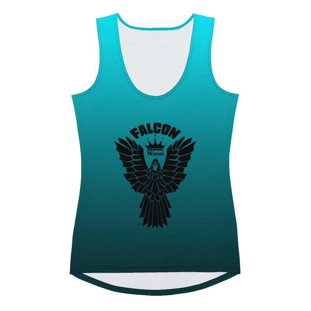 Women's Fitted Tank Top- Black Falcon Logo