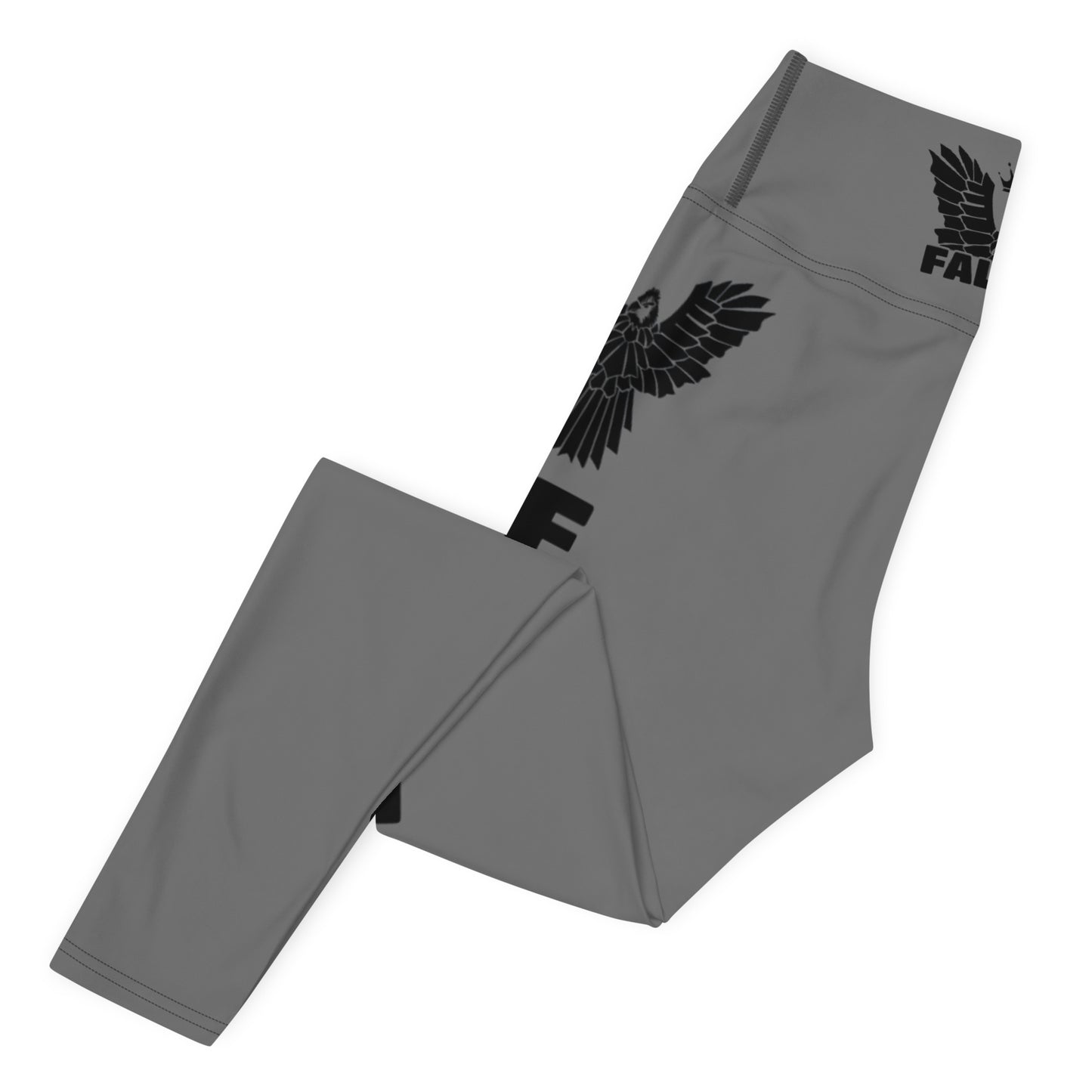 Yoga Leggings- Black Falcon Logo on Gray