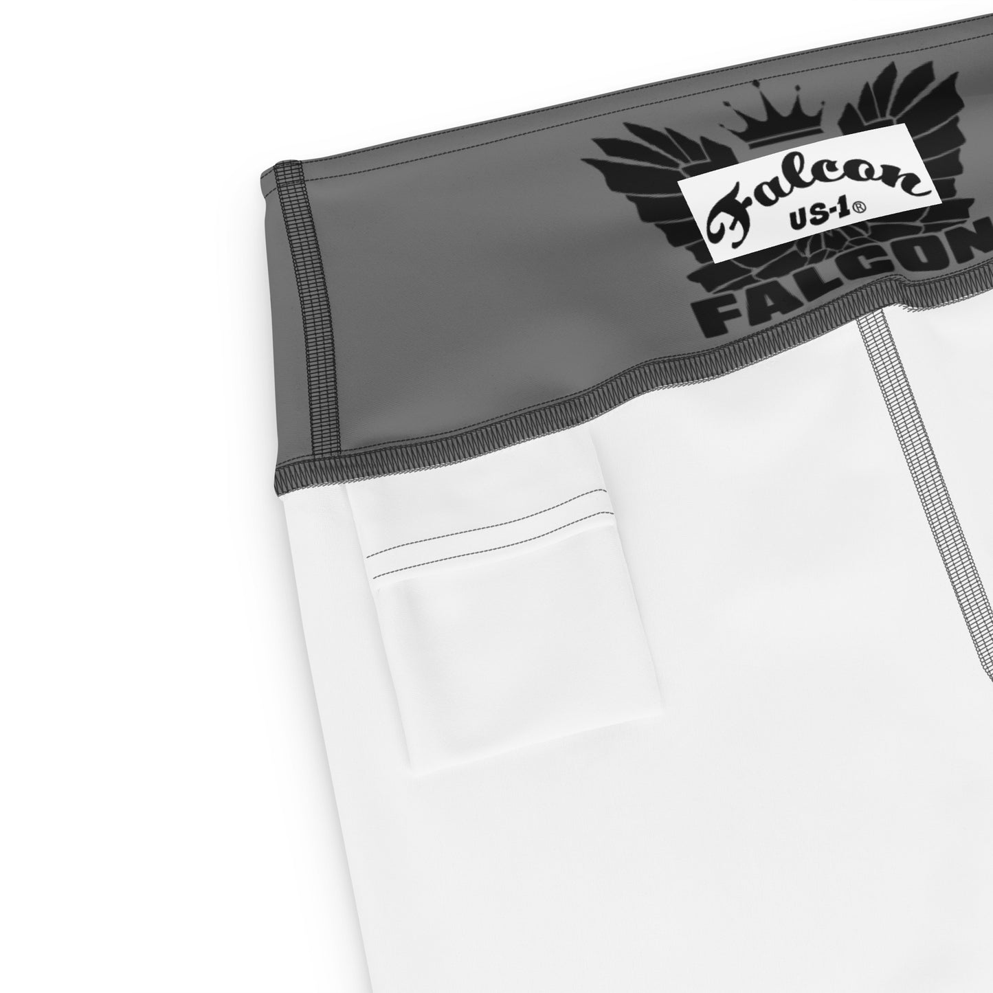 Yoga Leggings- Black Falcon Logo on Gray