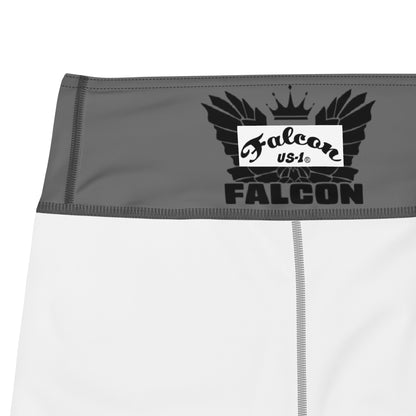 Yoga Leggings- Black Falcon Logo on Gray
