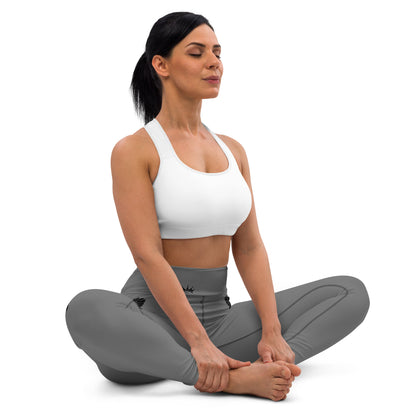 Yoga Leggings- Black Falcon Logo on Gray