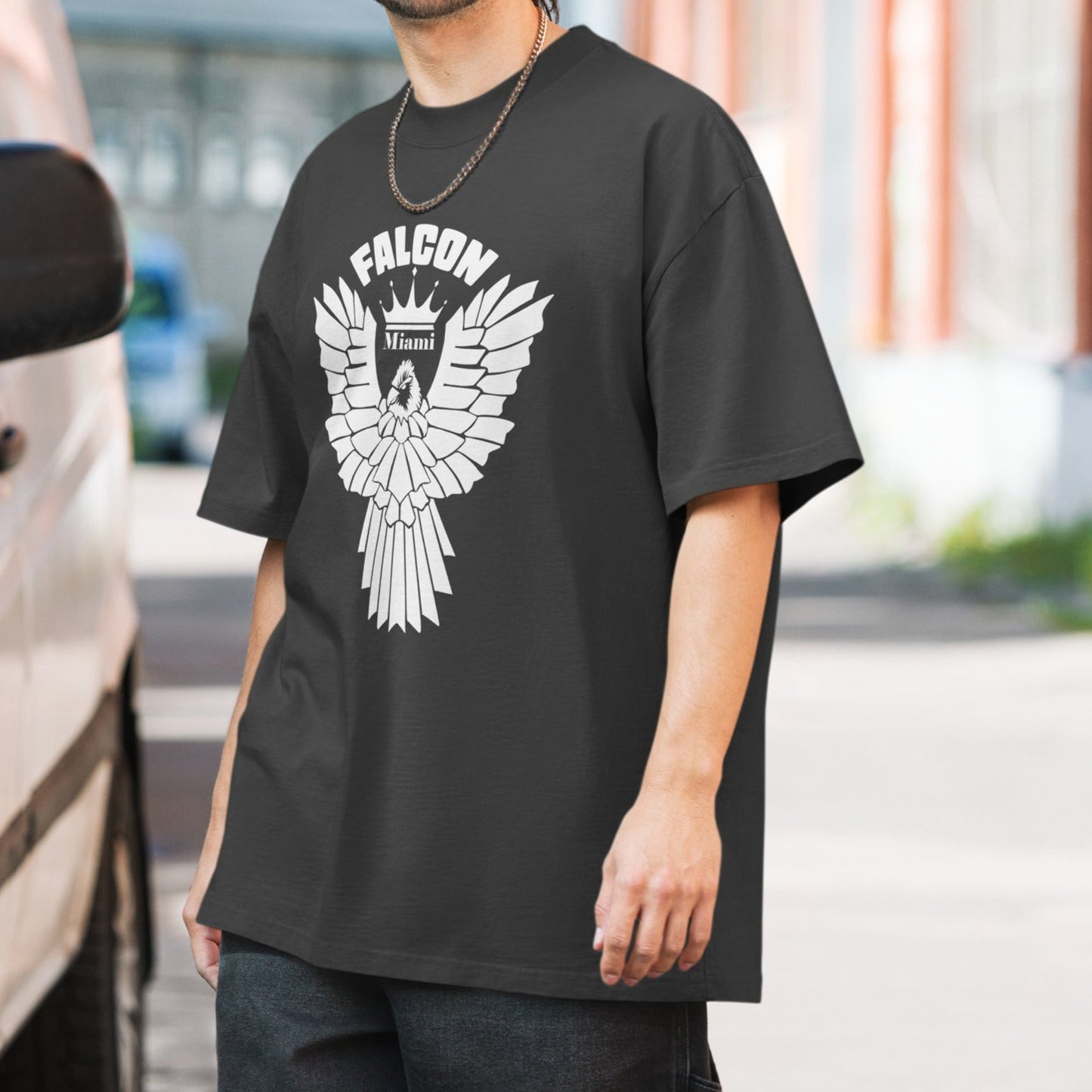 Oversized faded t-shirt - Falcon White Logo