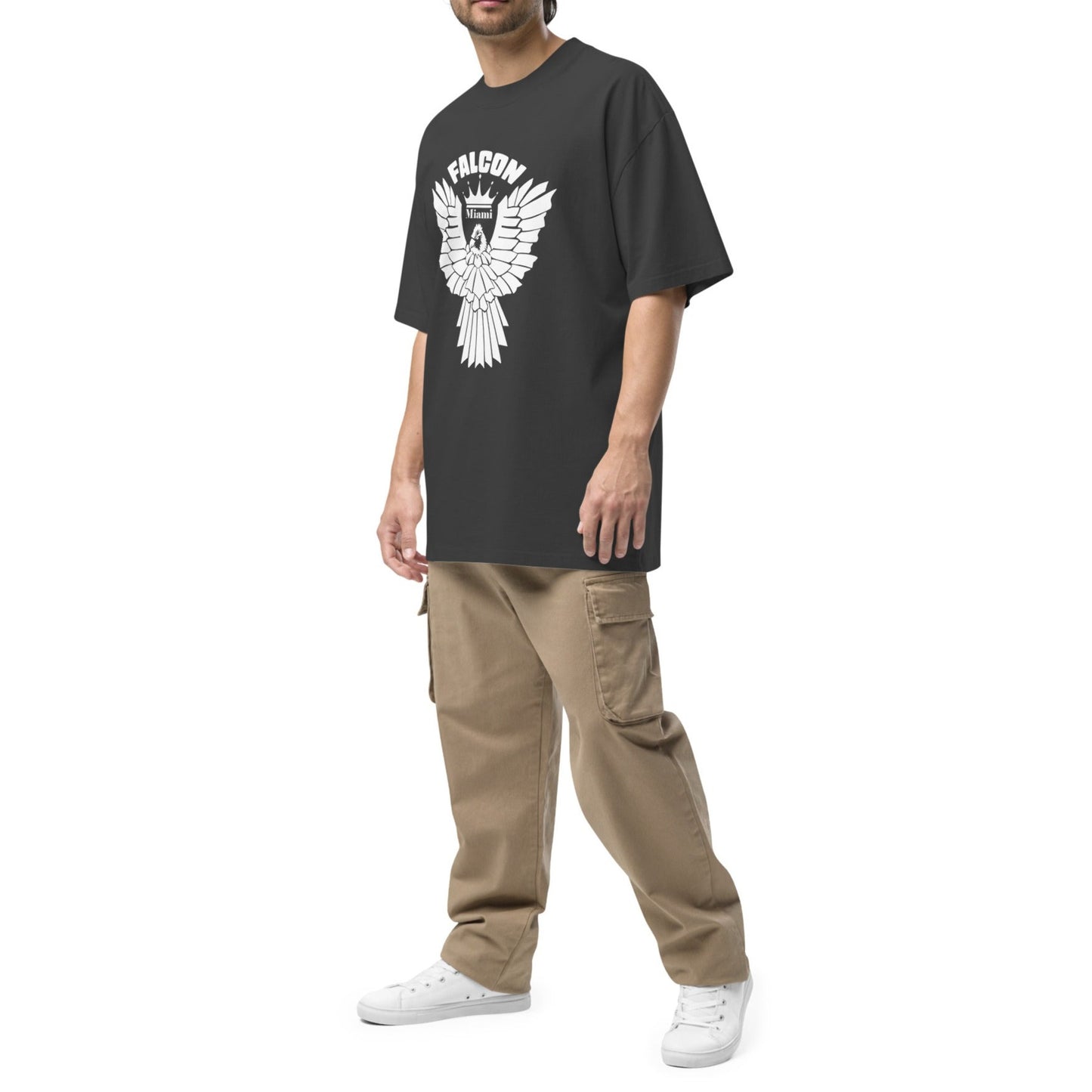 Oversized faded t-shirt - Falcon White Logo