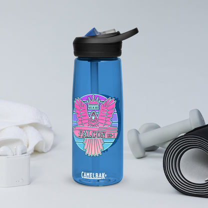 Falcon Logo Sports water bottle - Retro Pink Sunburst