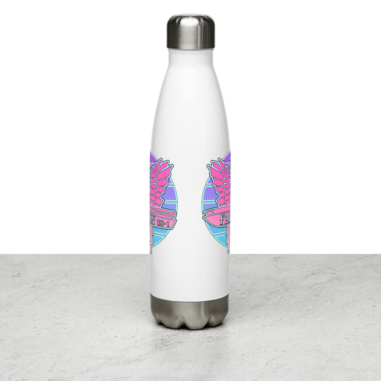 Falcon Logo Stainless steel water bottle - Retro Pink Sunburst